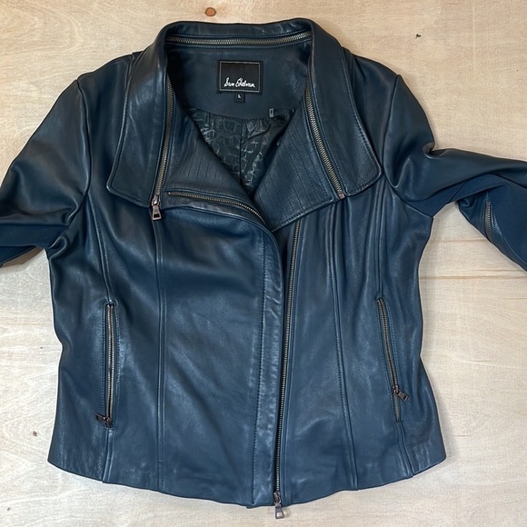 Sam Edelman Jackets & Blazers - Sam Edelman Navy Blue Leather Jacket NWT Size Large
